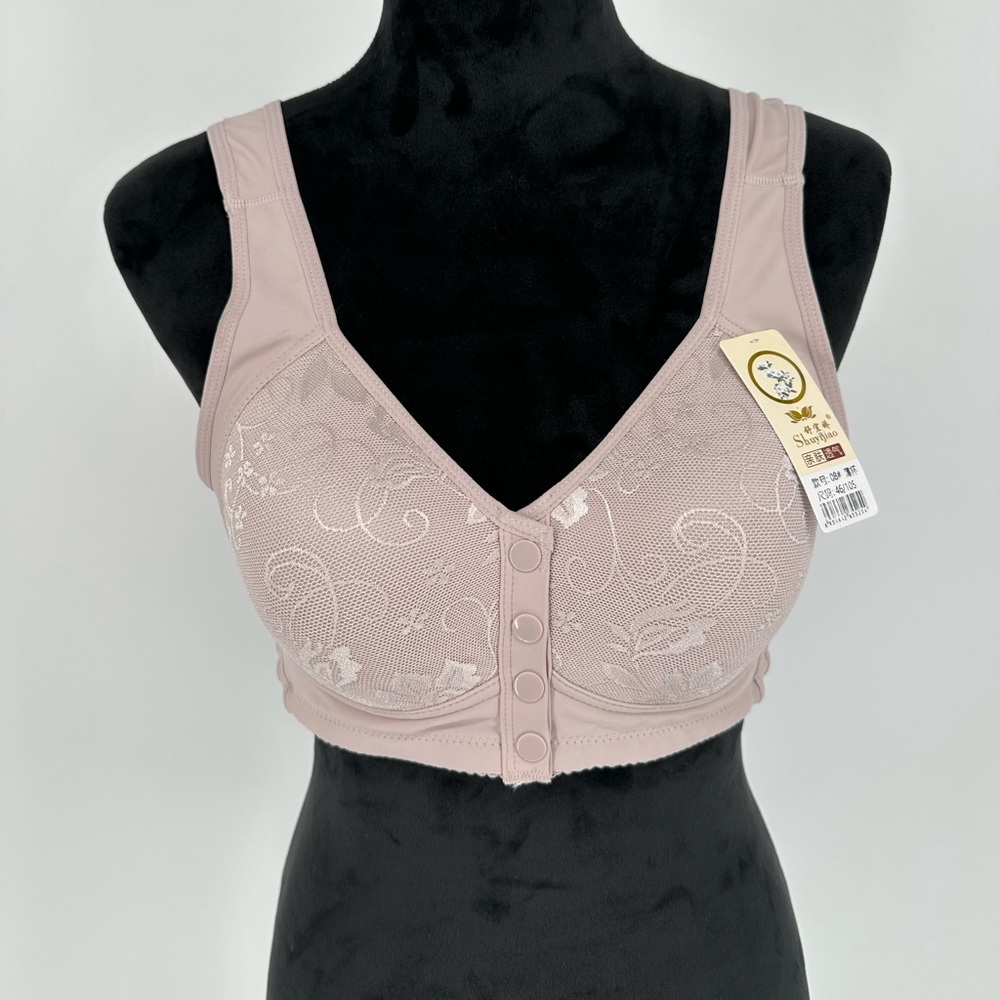 Shuyijiao Japanese Women’s Sz US 46C Bra Taupe Pink Front Snap Closure Bra NWT